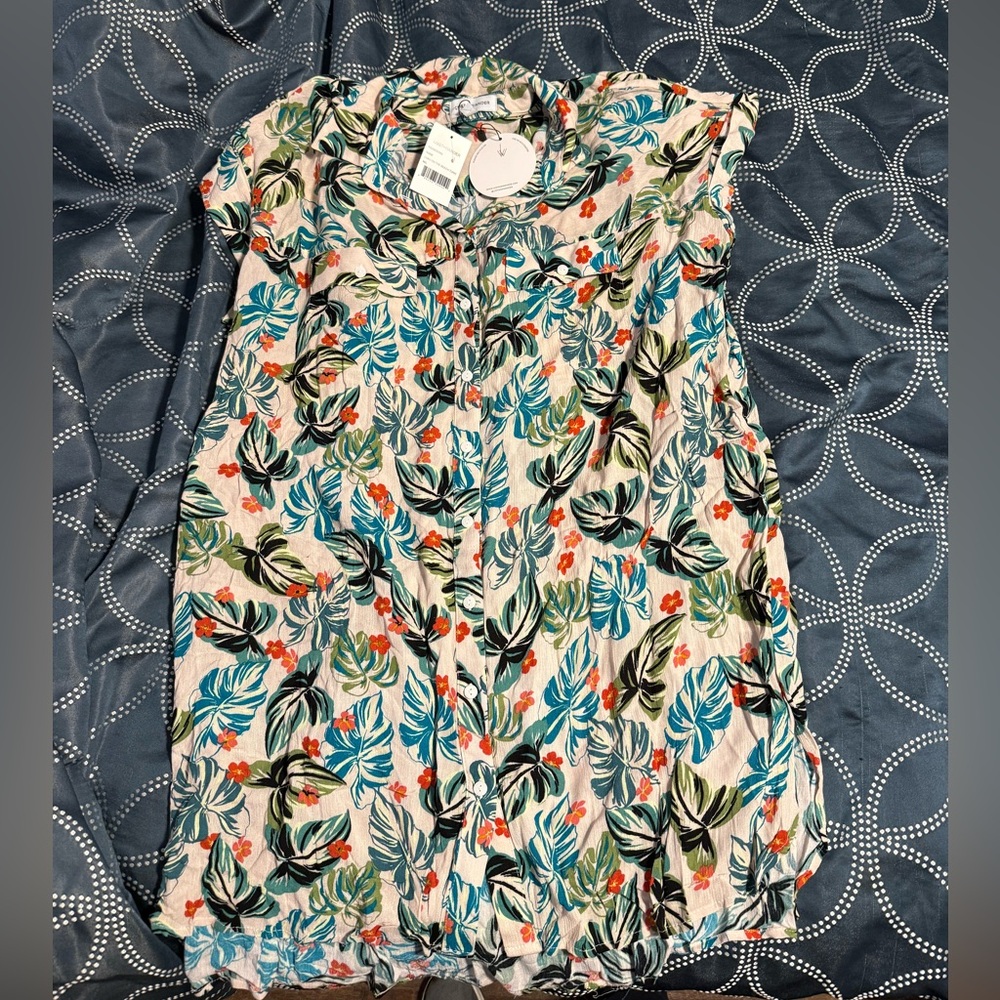 Lost + Wander Multicolor Leaf Print Blouse